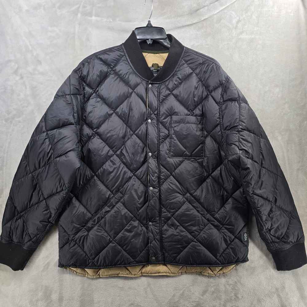 Todd Snyder Size XL Quilted‎ Bomber Jacket Black Diamond Stitch Snap Front
